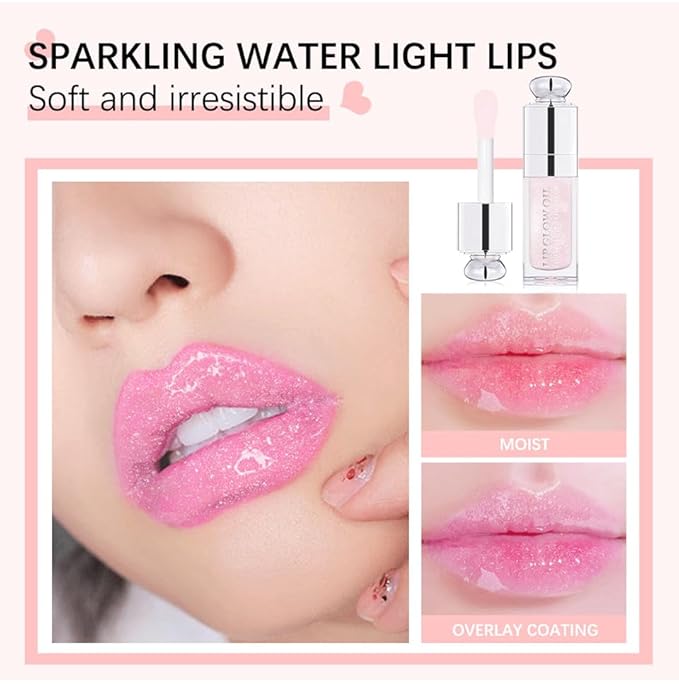 Hydrating Lip Glow Oil-Lip care oil- Lip Oil Tinted for Lip Care and Dry Lips-Prevents Dry Cracked-Non-sticky Big Brush Head-Lip Plumping -Lip Oil gloss tinted-008