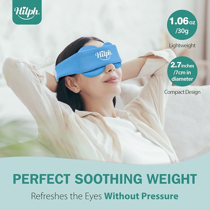 Hilph Microwavable Eye Mask For Dry Eyes & Stye, Adjustable Moist Eye Compress Heat Microwave Heated Eye Mask for Single or Double Eyes for Blepharitis, Mgd, Itchy, Eye Fatigue (Blue)