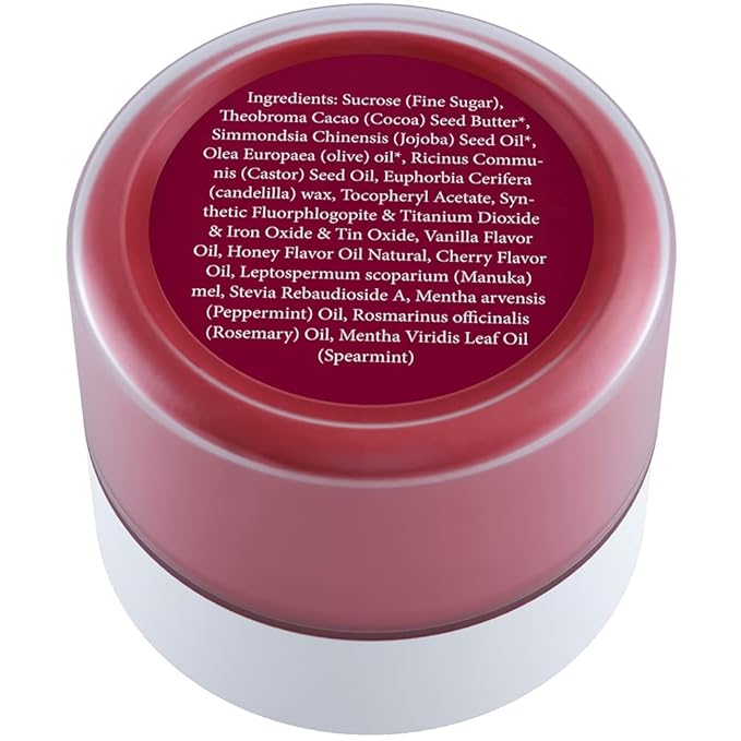 Lip Exfoliator Scrub and Lip Treatment - Gentle Lip Repair for Dry Cracked Lips and Lip Scrubs Exfoliator and Moisturizer - All Naturals Lip Brightening for Dark Lips (Cherry Honey)