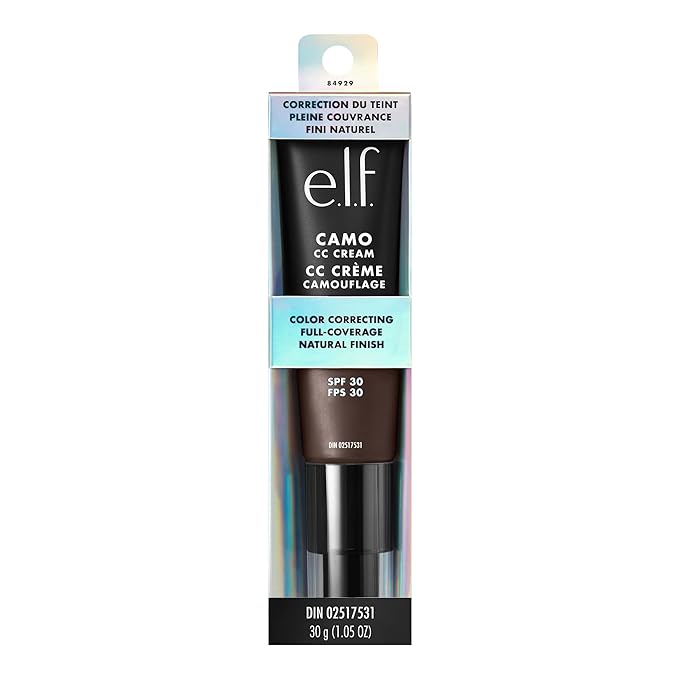 e.l.f. Camo CC Cream, SPF 30 Color-Correcting Medium-To-Full Coverage Face Foundation, Delivers An Airbrushed Finish, Vegan & Cruelty-Free, Rich 660 N