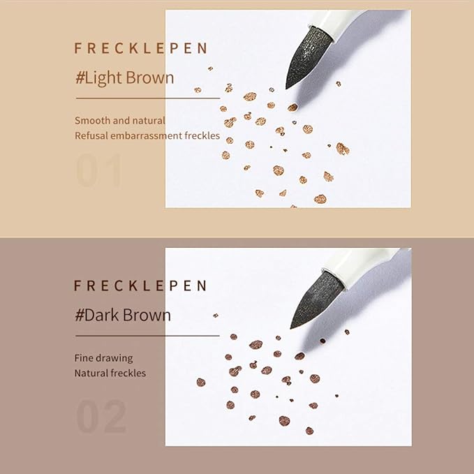 2 Pcs Freckle Pen Set, Natural Lifelike Fake Freckles Makeup Pen Magic Brown Color Freckles Makeup Tool Long-Lasting Waterproof Dot Spot Pen for Effortless Sunkissed Makeup (Light Brown)