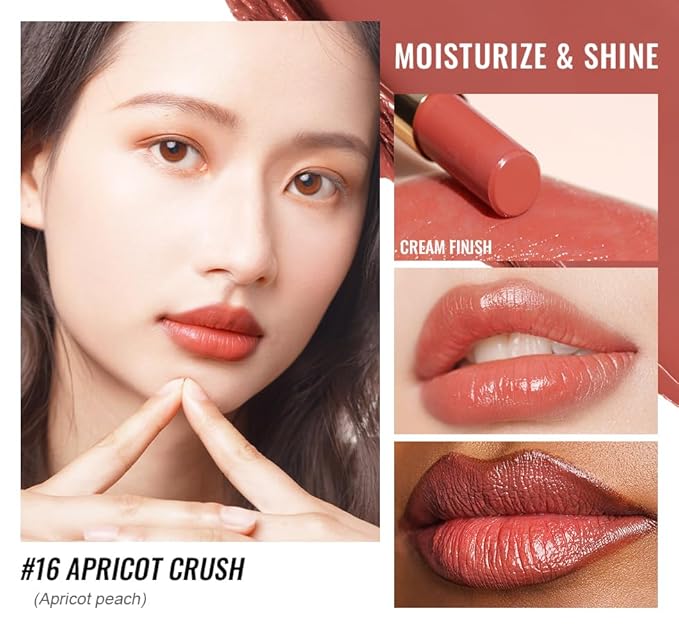 Oulac Moisturizing Shine Lipstick Red for Women - 2 in 1 Glossy Red Tinted Lip Balm, Hydrating Summer Lipstick for Dry Lips,Shine Juicy Finish Vegan 2.2g/0.07oz (16)