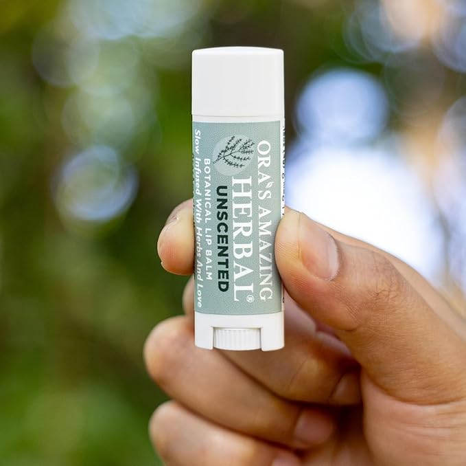 Unscented Lip Balm, Herbal Lip Balm, Healing Lip Balm, Balm for Perioral Dermatitis, Very Dry Lips, Natural Fragrance Free Beeswax Lip Balm (Unscented Pack of 3)