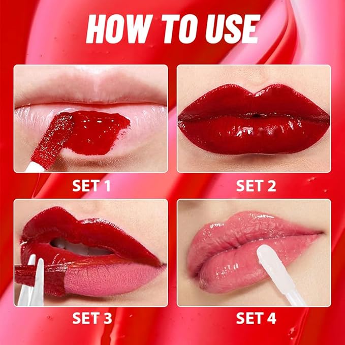 Dewy Rose Lip Stain Peel Off Lip liner and Lip oil with Tweezer, Dual-Ended Peel Off Lip Stain Tattoo, Highly Pigmented Long Lasting Waterproof, Transfer-proof for All Skin Types, 02#
