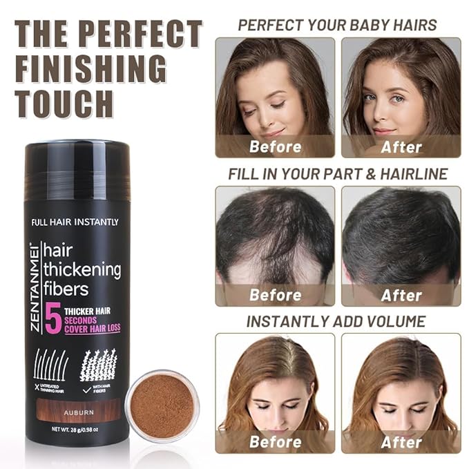 Hair Fibers for Thinning Hair for Women All-Natural Hair Building Fibers 0.98 Oz Hair Volume Powder Bald Spot Cover Up for Men & Women (Gray)