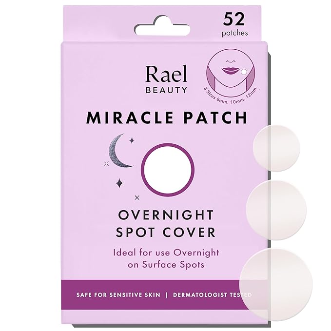 Rael Pimple Patches - Miracle Overnight Spot Cover, Thicker & Extra Adhesion, Hydrocolloid Acne Treatment for Face, Zits & Blemishes, Korean Skin Care, Vegan & Cruelty-Free, 3 Sizes (52 Count)