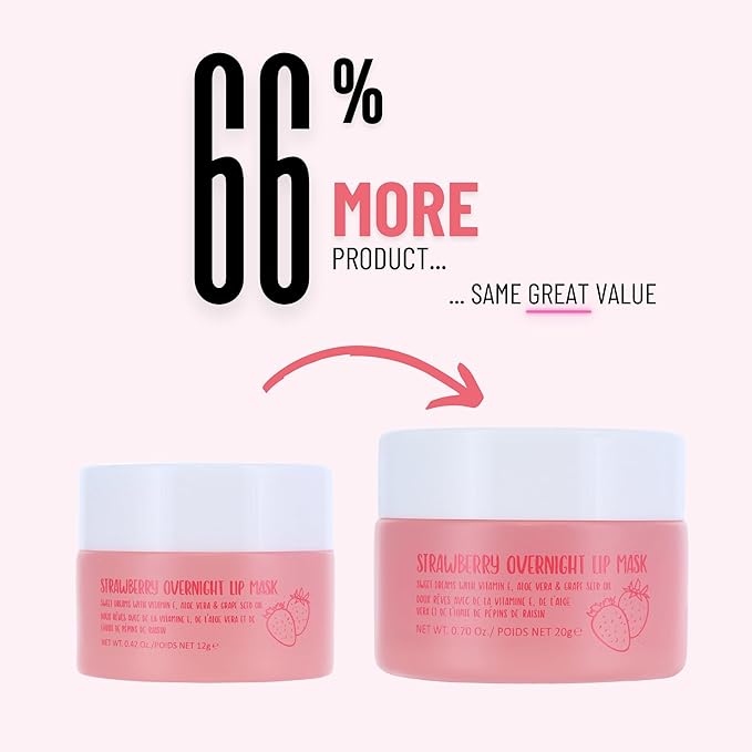 W7 Super Sweet Dreams Strawberry Lip Mask - Vitamin E, Aloe Vera and Grape Seed Oil - For Hydrated, Full Looking & Irresistible Lips - 0.67 Fl Oz