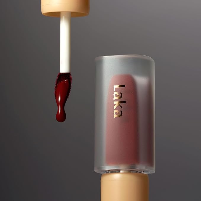 Laka Fruity Glam Tint, 4.5g/0.15 oz., Glowing Lip Stain with Wide Color Spectrum, Hydrating & Lightweight Texture, Long-Lasting Bold Stain, Non-Sticky, Vegan, K-Beauty (#125 Mango)