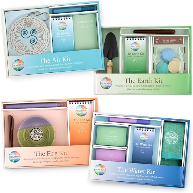 The Water Kit by Two Sage Sisters - Self Care Kit with Soap Sheets, Notebook, Marker, and Washcloth, Bath Shower Sets for Meditation and Relaxation, Mini Spa Kit Self Care Box for Women and Men
