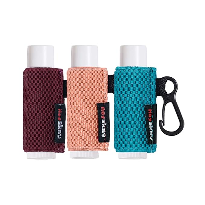 3PCS Lip Balm Holder Sleeves Chapstick Holder Keychain Lipstick Sleeves Lip Gloss Holder Keychain Chapstick Elastic Sleeves