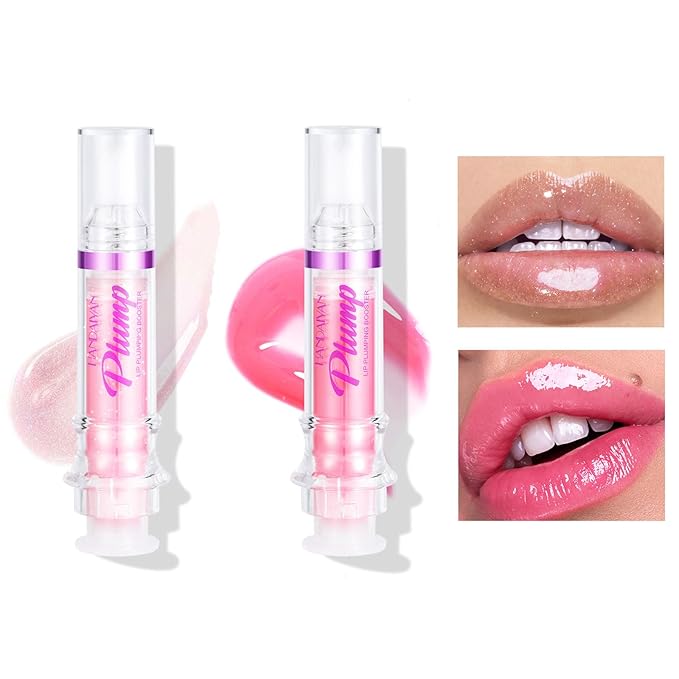 Lip Plumping Booster, Plumping Lip Oil with Chili Extract, Plump & Pout Lip Plumper, Slightly Spicy Lip Plumping Gloss, Fuller Lips Instantly, Hydrating, High-Shine