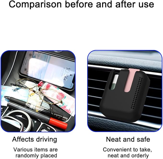 Lip Balm Chapstick Holder for Car Air Vent, Upright Washable Lip Balm Protector for Women Girls, Auto Interior Space Saving Accessories, Universal for Vehicle, Truck and More（Black）