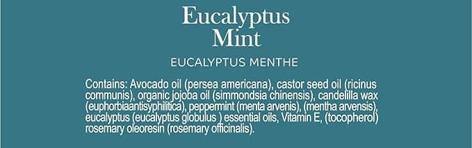 Eucalyptus Mint Lip Balm Collection, Vegan Lip Balm Set, Beeswax Free, with Avocado Oil, Organic Jojoba Oil, and Vitamin E, Natural Moisturizer for Dry, Chapped Lips, 3 Tube Set