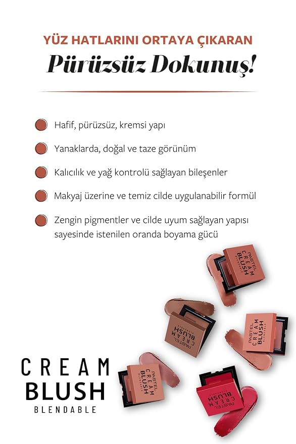 Pastel Cream Blush 49 | Fresh | Healthy & Natural Look | Ligh Weighted Formula | Sebum Control Richly Pigmented | Easily Blendable | Long Lasting | Semi Matte | 0.18 oz.