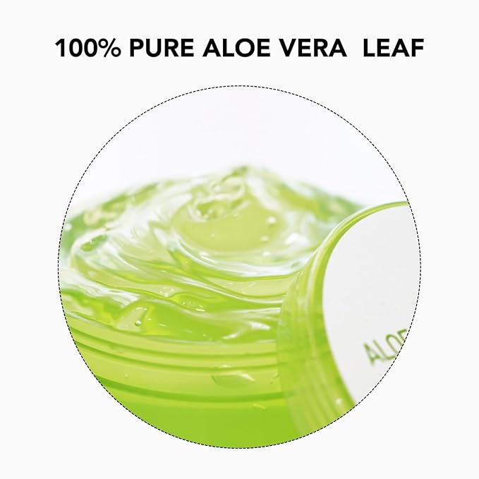 Aloe Vera Gel for Face, Skin, Hair & Sunburn Relief, Made with 100% Pure Aloe Gel for All Skin Types. Made in Korea. 300ml (10.1fl.oz) (3)
