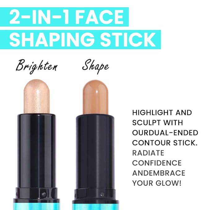 evpct 2in1 Face Shaping & Contouring Stick Cream Contour Concealer Bronzer Stick Makeup Kit for Beginner Face Highlighter Makeup Stick contorno maquillaje de maquillaje profesional,NEW Medium