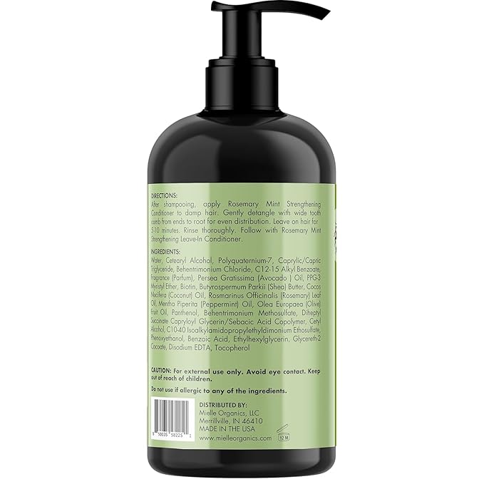 Mielle Organics Rosemary Mint Strengthening Shampoo and Conditioner Infused with Biotin, Cleanses and Helps Strengthen Weak and Brittle Hair, 12 Ounces