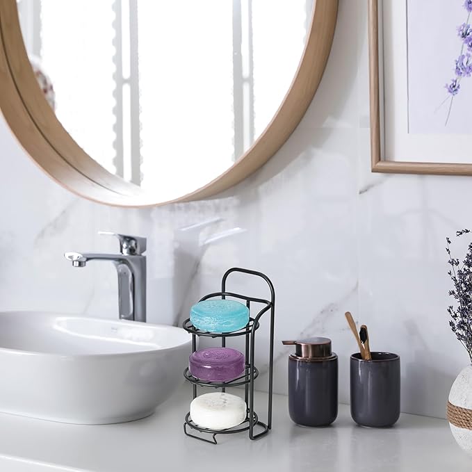 3-Tier Shower Soap Shampoo Bar Holder, Self Adhesive & Freestanding Draining Bathroom Soap Dish Caddy for Bathroom Wall Accesories Decor