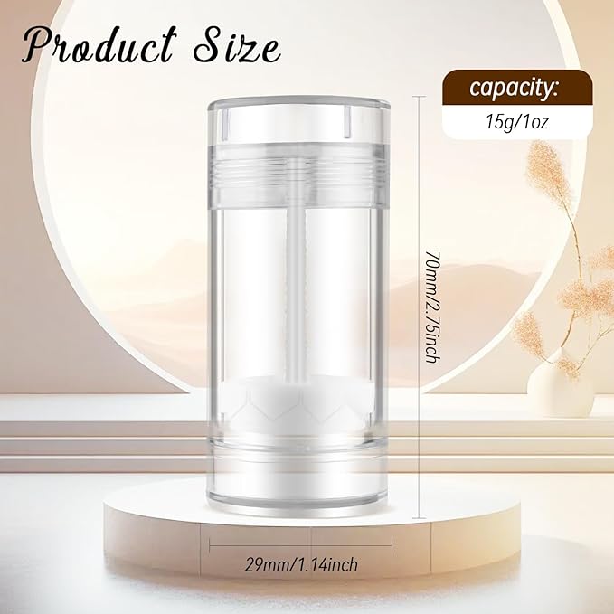 12 Pieces 15g Clear Plastic Deodorant Containers,Empty 1/2 oz Travel Lip Balm Tubes,Refillable Twist-UP Solid Perfume Tubes,Lipstick Tubes for DIY