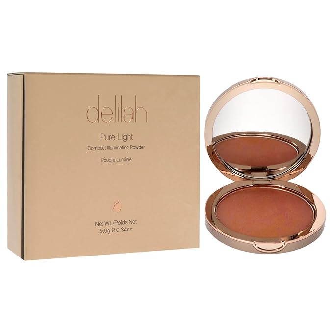 delilah - Pure Light Compact Illuminating Powder - Lustre - Lightweight, Long Lasting, Loose Setting Powder Face Makeup For Brightening And Radiant Finish - Light Coverage - Vegan-Cruelty Free-0.34 oz