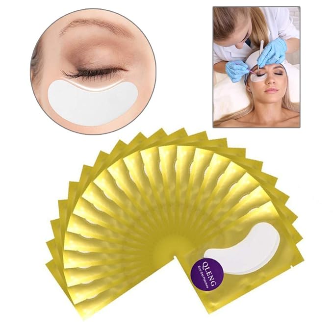 55 Pairs Set, Under Eye Hydrogel Pads, Professional Lint Free Eye Mask Eyelash Extension Gel Patches Kit for Adhesive Lash Beauty Tool (Golden)