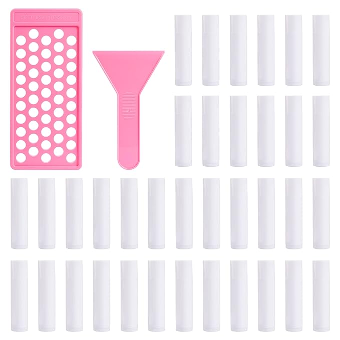 RONRONS Lip Balm Crafting Kit, Professional Lipsticks Filling Tray and Spatula with 50 Pieces Lip Balm Tubes with Twist Caps, DIY Lip Care Balms Making for Valentine's Day Christmas Gifts Business