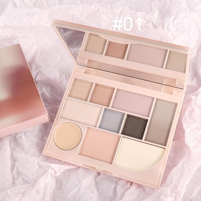 Shimmer Matte Eyeshadow Palette.Longwearing Highly Pigmented Natural Beige Gold Glitter Powder Palet.Matt Shiny Eye Makeup paleta de sombras.01#