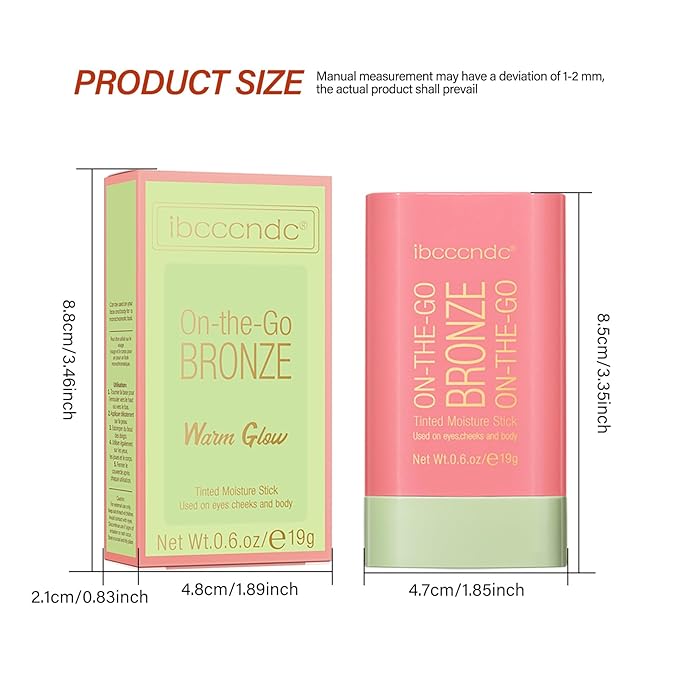 Cream Bronzer Stick,Contour Stick Facial Contouring Stick,Long Lasting Highlighter Waterproof Highlight Makeup,Buildable Shimmer Sparkle Face Bronzer Face Shaping,04 Beach Glow