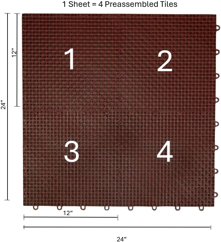 SnapLock DuraGrid 12"x12" Interlocking Deck Tiles, 40 Pack, Brick Red - Image 2