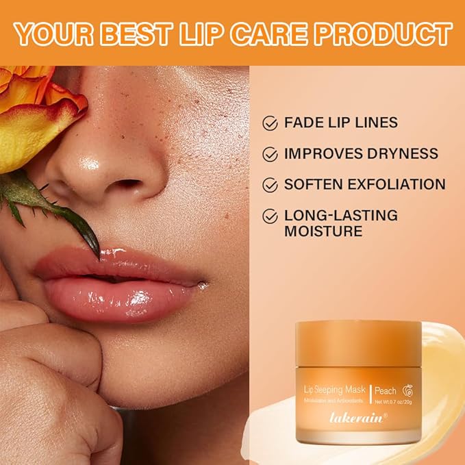 Lip Sleeping Mask,lip Mask With Vitamin C, Antioxidants,lip Mask Overnight,Improves Dryness,Nourishes And Hydrates,Brighten Lip Colour,Reduce Lip Lines 0.7 Fl Oz (01#peach)