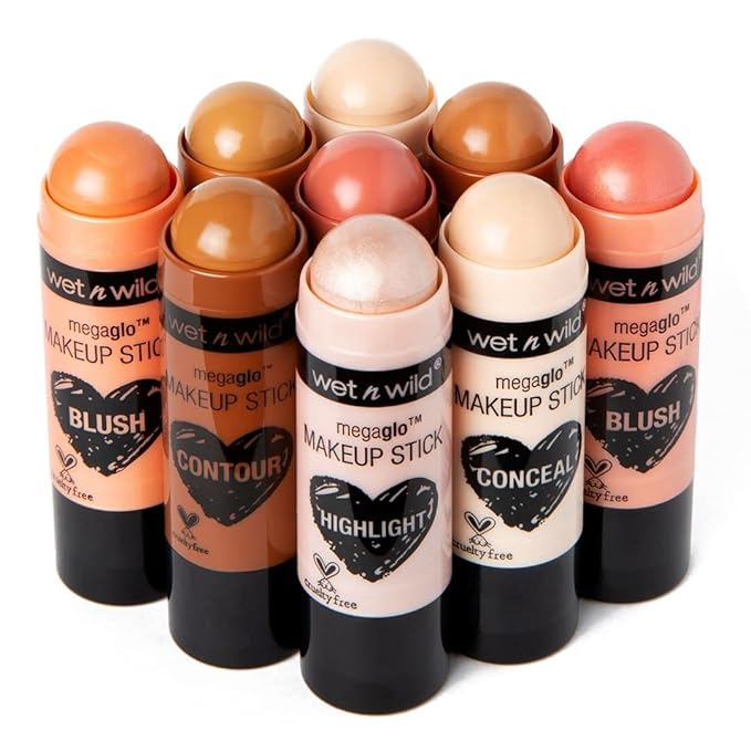 wet n wild MegaGlo Makeup Stick Bundle - When The Nude Strikes & Pink Floral Majority, Buildable Color, Versatile Use