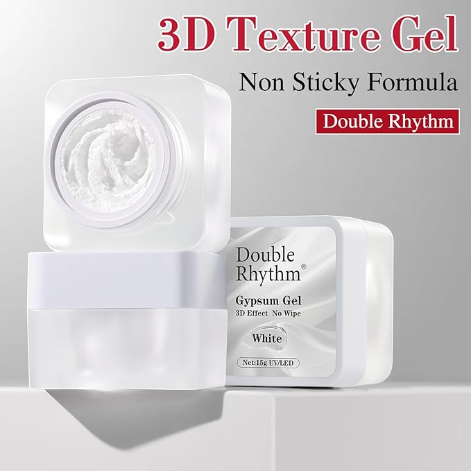 Double Rhythm 3D Nail Gel Solid Sculpting Gel for Nail Art Non-Sticky Hard Gel for Building Carving Molding Nail Extension Soak Off UV/LED Salon Home DIY 0.5 Oz (Gypsum White)