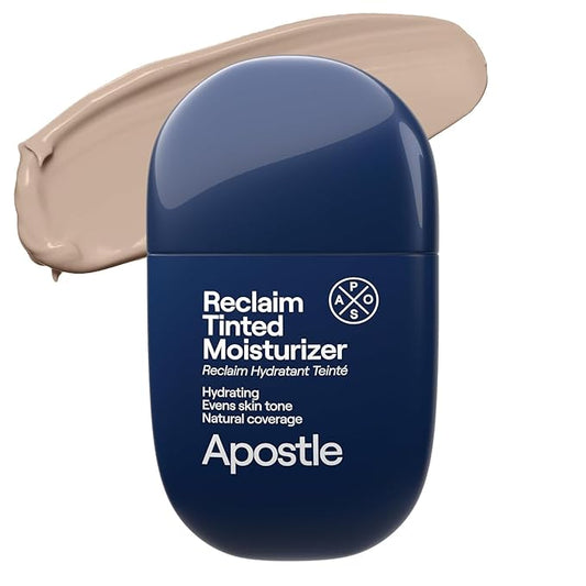 APOSTLE Reclaim Tinted Moisturizer for Men (8 St. James) - Niacinamide, Vitamin E, Squalane, Hyaluronic Acid, Tinted Face Moisturizer For Men. Hydrates, Evens Skin Tone, Reduces Fine Lines, 1 Fl. Oz.