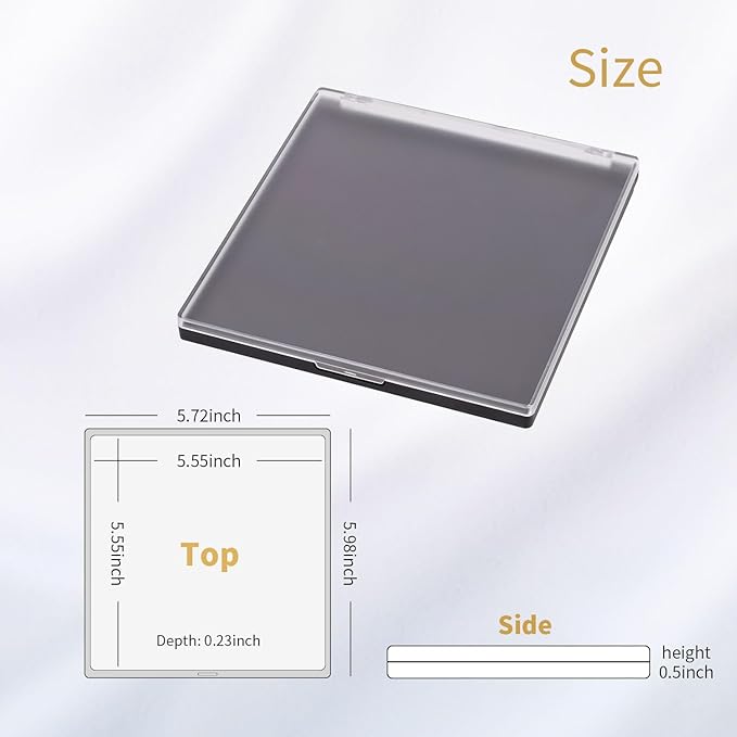 AJLTPA Magnetic Makeup Palette with Frosted Clear Top, 3Pack Empty Eyeshadow Dispensing Storage Box with 60Pcs Adhesive Metal Stickers for DIY Cosmetics Powder-5.72”X5.98”Palette