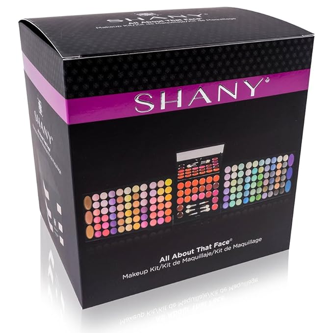 SHANY All About That Face Makeup Kit - All in one Beginner Makeup Set - Eye Shadows, Lip Colors, Face Makeup, Cosmetics applicators & More.
