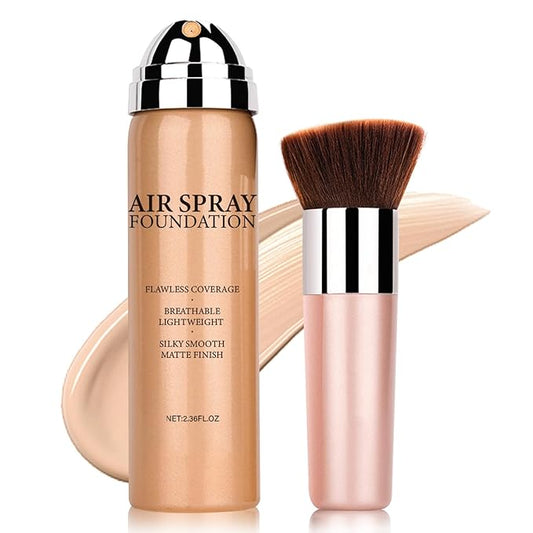 Airbrush Foundation Makeup Spray for Mature Skin Silk Lightweight Airbrush Flawless Setting Spray Foundation Makeup（02# Beige）