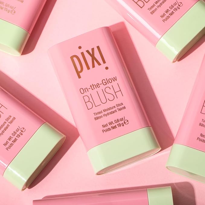 Pixi On-the-Glow Blush, Hydrating Tinted Moisture Blush Stick with Ginseng, Aloe Vera & Fruit Extracts, For Cheeks & Lips, 19g / 0.6oz, Paraben-Free (Fleur)