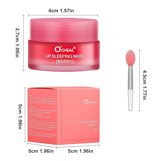 Lip Sleeping Mask Overnight Moisturizer Balm, Berry Lip Mask, Day and Night Repair Lip Balm for Improves Dryness Cracked, Moisturize and Nourish Lip Scrubs Exfoliate Reduce Lip Lines (Berry)