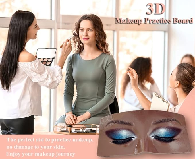 Makeup Practice Face Board, 3D Realistic Practice Makeup Face Set, Makeup Mannequin Face with Makeup Kit for Professional Makeup Artists Students and Beginners to Practice Eyes Eyeshadow Makeup