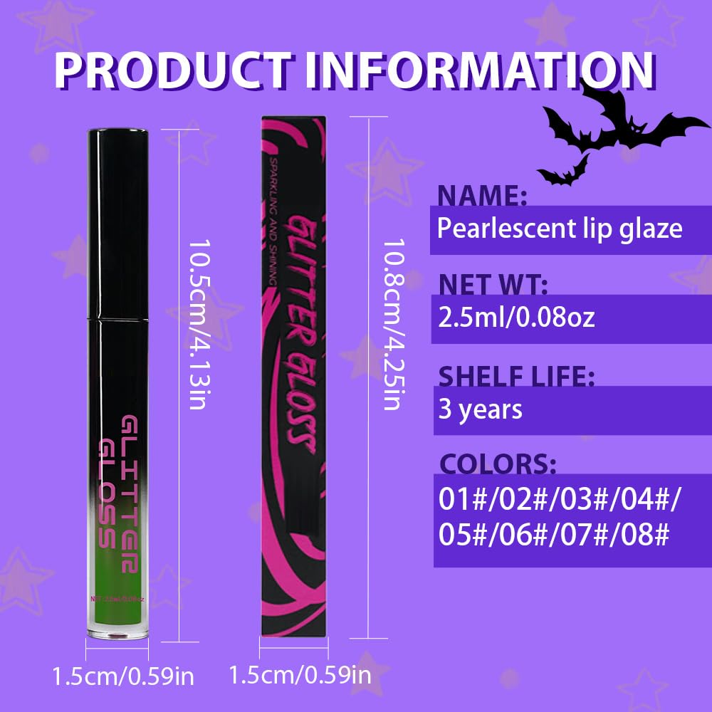 Green Metallic Lipstick for Women,Matte Sparkling Liquid Lipstick,Long Lasting Waterproof Lightweight Comfortable Non-Drying Bold Dark Lip Gloss for Gothic Stage Makeup,Cruelty Free