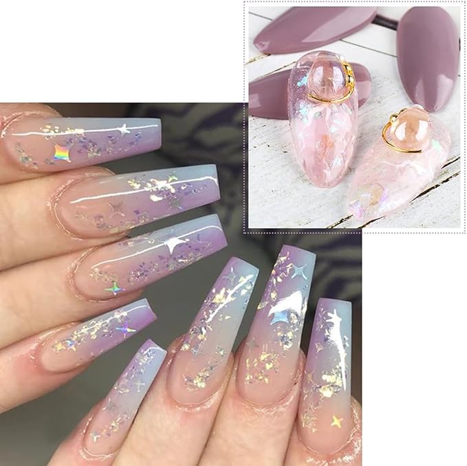 12 Colors Holographic Nail Art Glitter Sequins Iridescent Ice Slag Nail Glitter Laser Nail Art Flakes Colored Fluorescent Glass Paper Nail Sticker Decoration for Face Hand Body Make-Up DIY