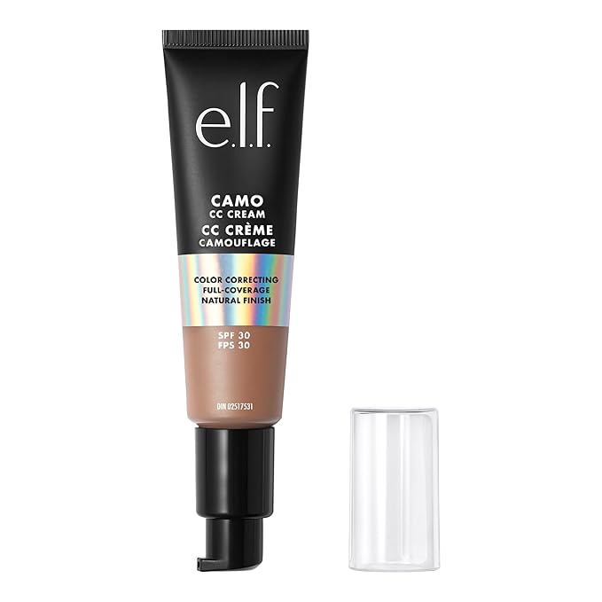 e.l.f. Camo CC Cream, Color Correcting Medium-To-Full Coverage Foundation with SPF 30, Deep 540 N, 1.05 Oz (30g)