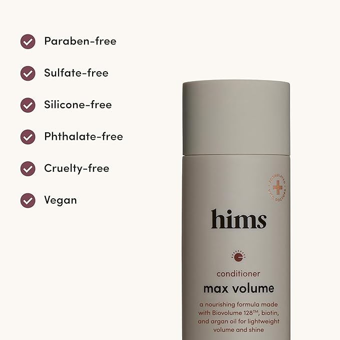 hims Max Volume Conditioner, 2 Pack - Volumizing Conditioner for Men with Biotin - Adds Lightweight Volume, Shine & Bounce - Citrus Spice - 2 x 6.4 fl oz