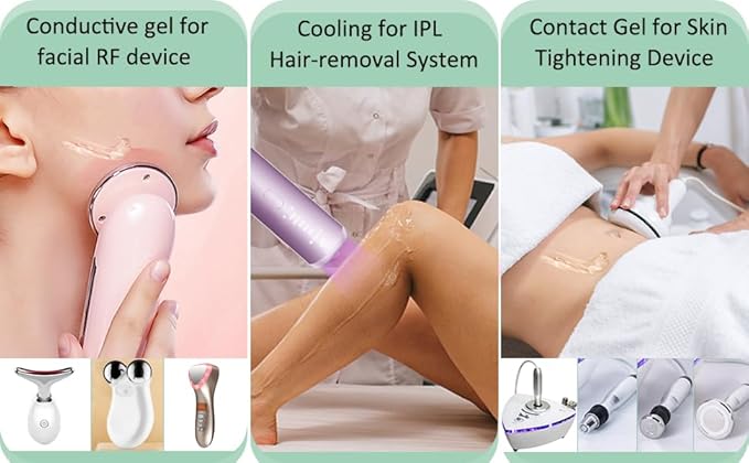 Preparation Gel – RF Conductive Gel with Hyaluronic Acid for Use With Radio Frequency Face and Body Machines, Skin Cooling Gel Primer for IPL Hair Removal Device