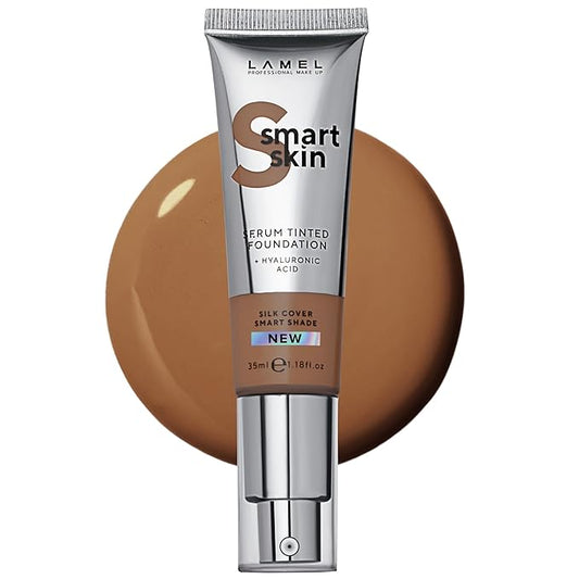 LAMEL Smartskin Serum Tinted Foundation - Hydrating & Nourishing - Hypoallergenic & Skin-Caring - Color Correcting - Anti-Aging Formula with Hyaluronic Acid, 410-1,18 fl.oz