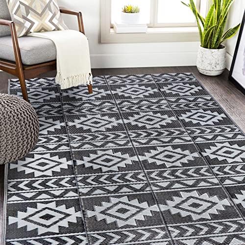 SAND MINE Reversible Mats, Plastic Straw Rug, Modern Area Rug, Large Floor Mat by SANDMIND