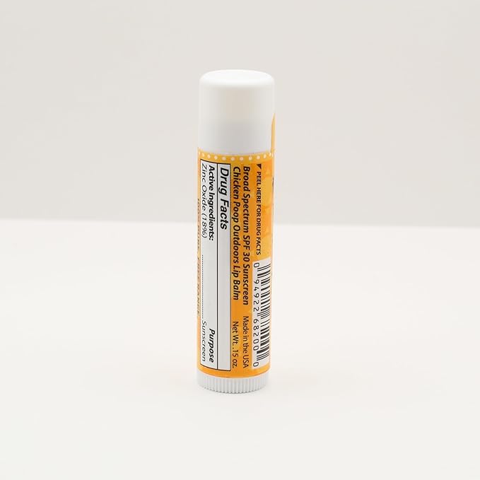 Chicken Poop Lip Balm Simone Chickenbone 100% Natural Moisturizer for Dry, Chapped Lips, Combo (Original, Mint, Outdoors with SPF 30, Coconut), 4 Pack