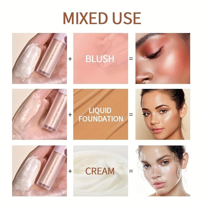 GECOMO Liquid Contour Beauty Wand Face Highlighter Bronzer Makeup Stick, Dewy Finish, Moisturizing Silky Smooth Texture 0.25 Oz/ 7.5ml - 03 ROSE GOLD