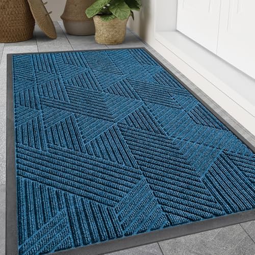 Smiry Front Door Mat Outside Entrance, Low Profile Rubber Doormat by Smiry