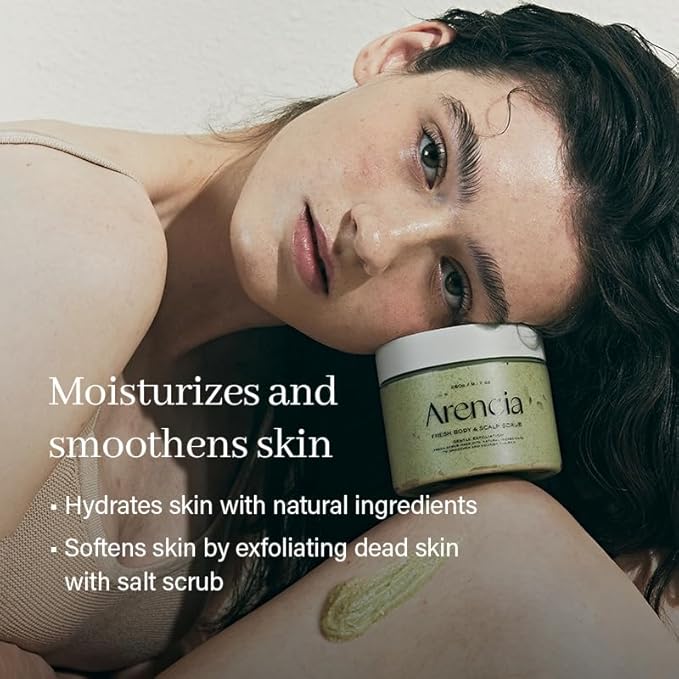 Fresh Cloud Sea Salt Body & Scalp Scrub (Black) - Exfoliant, Bump Eraser For Silky Smooth Skin, Korean Skin Care